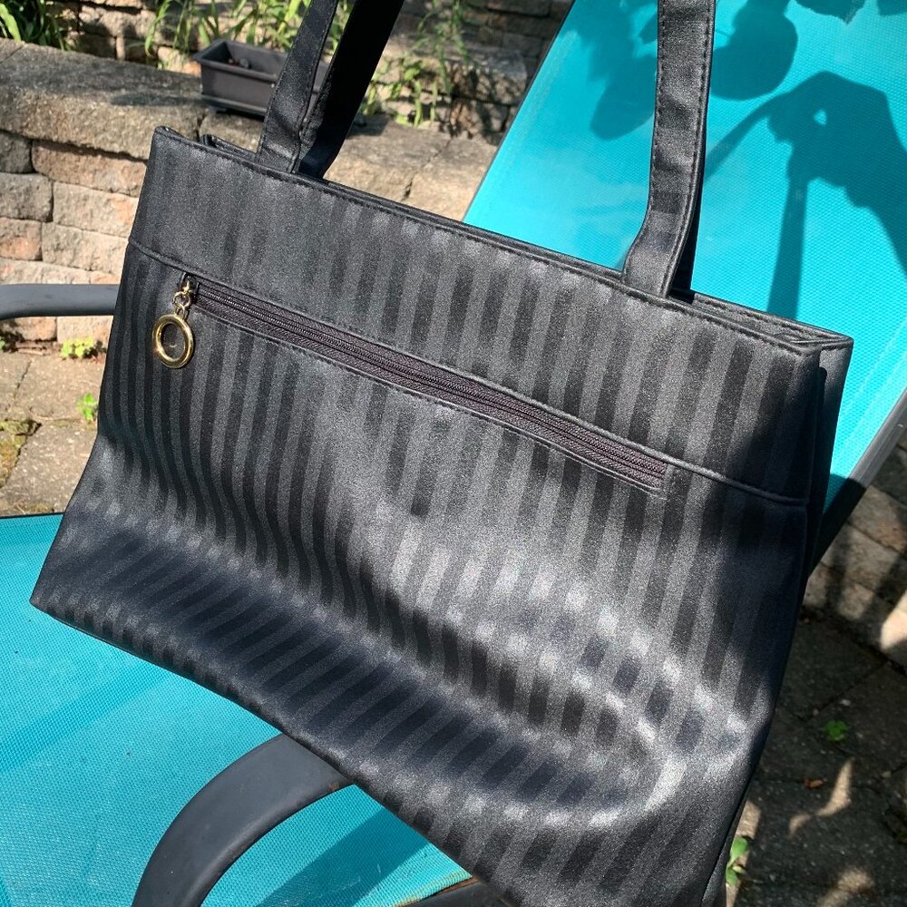 SOLD Vtg JACKSON Black Striped Tote Bag - Picture 1 of 12